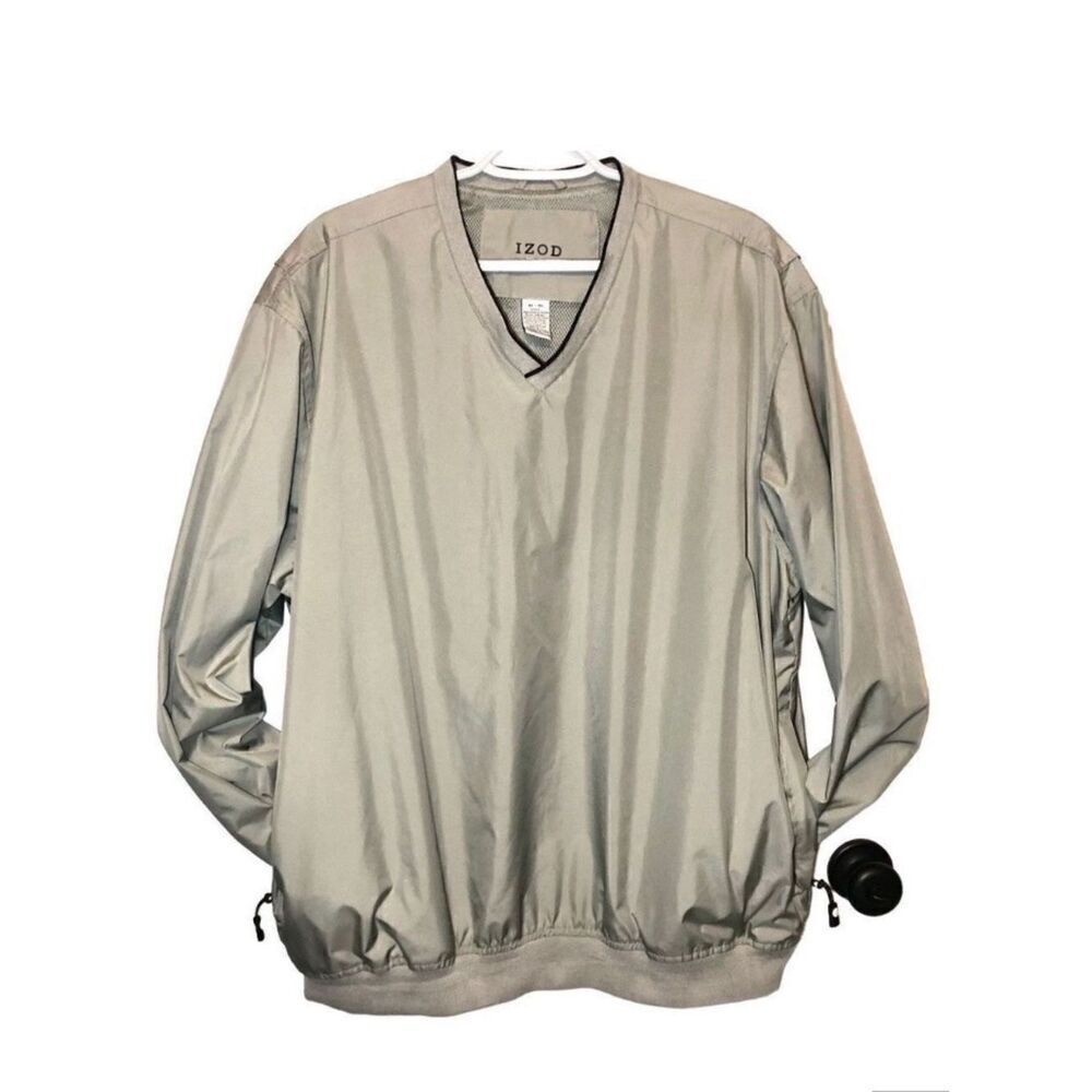IZOD Golf Pullover Jacket in Taupe/Black Men’s XL